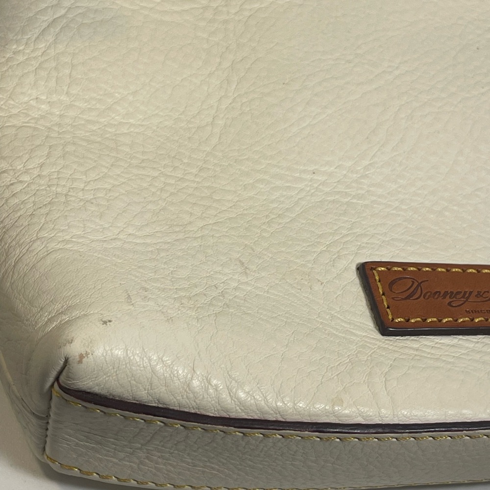 Dooney & Bourke Cream and Brown Leather Small Letter Carrier Shoulder Bag EUC - Picture 14 of 16